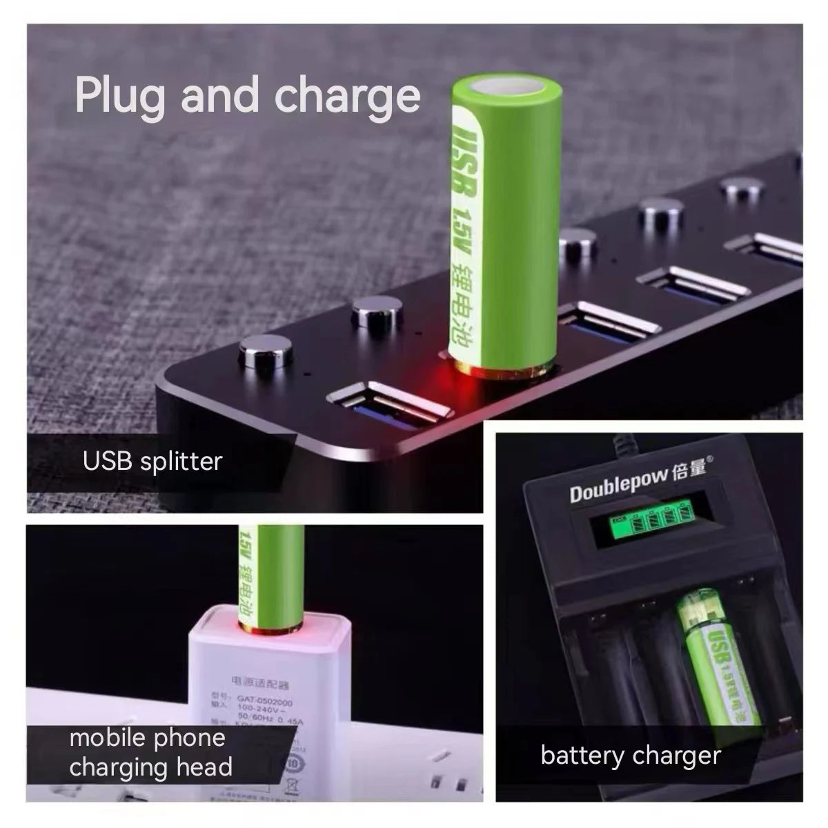 usb rechargeable battery set AA 1.5V 1400mwh constant voltage fast charging lithium battery