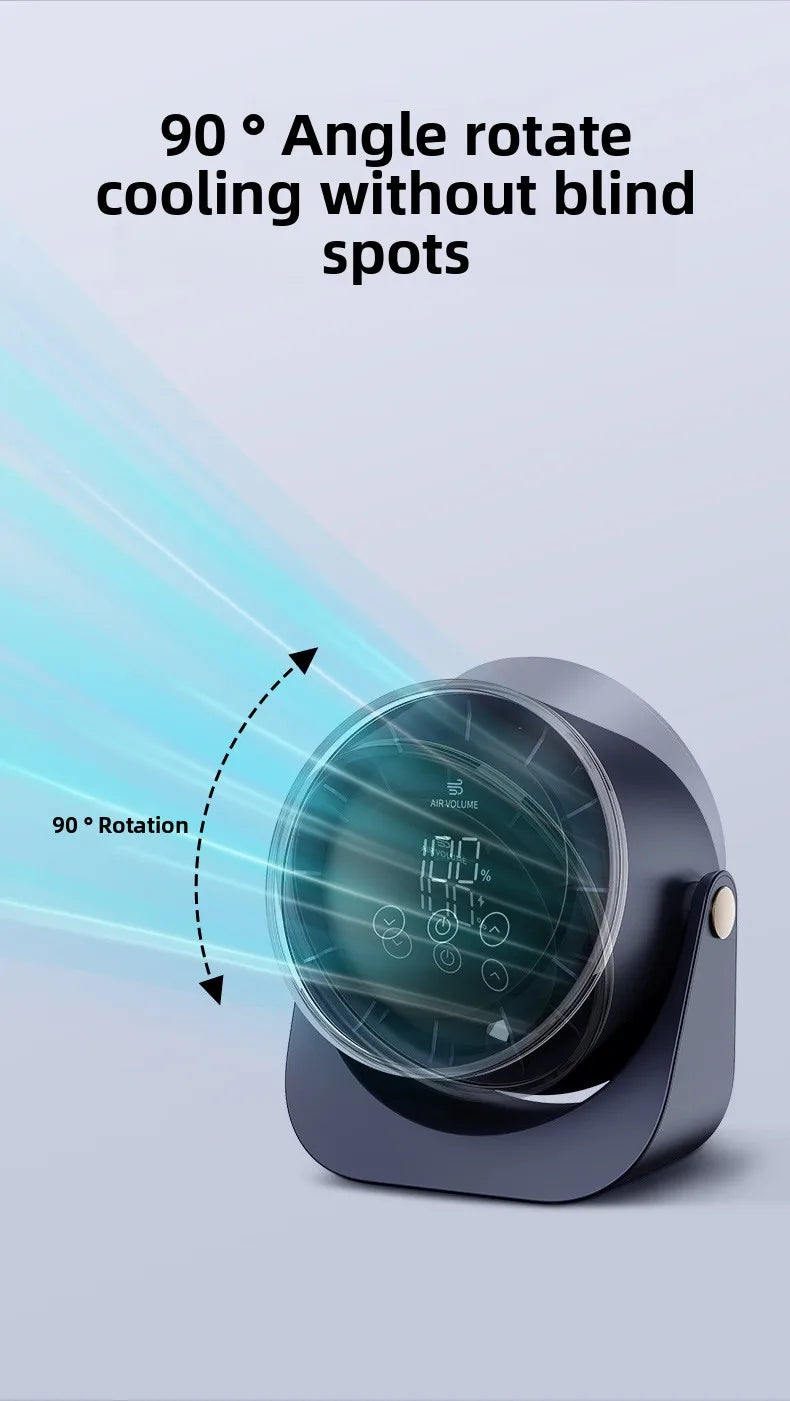 USB Rechargeable Mini Desk Fan Silent Office Home Hanging Wall Standing Long Battery Life