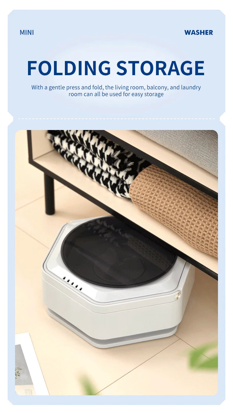 Compact, powerful, foldable, and ready-for-anything mini washing machine, 2-in-1 portable washing machine.