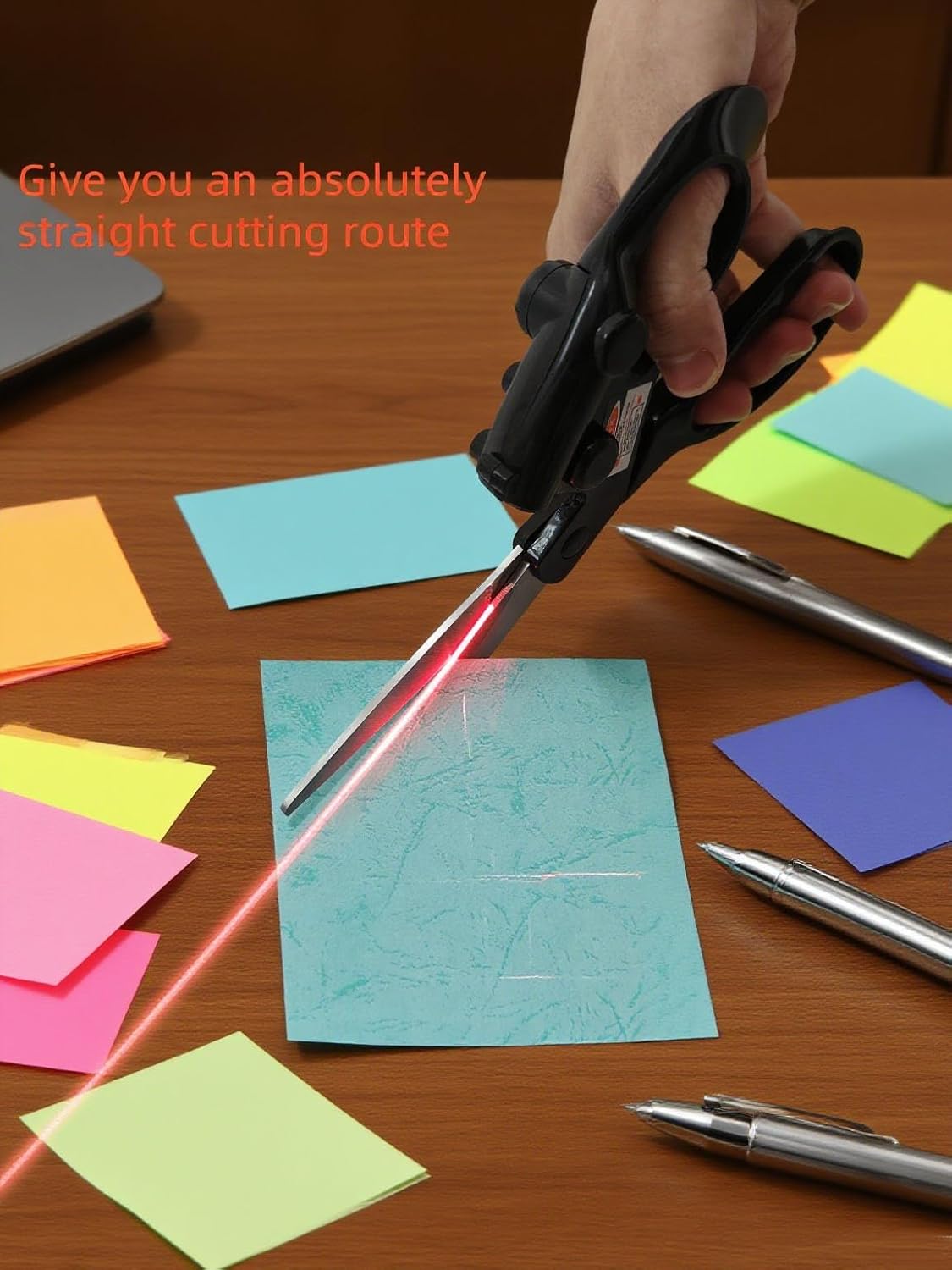 Instantly perfect cuts with smart laser scissors! Professional, ergonomic, and laser-guided for effortless straight cutting. The ideal tool for crafts, sewing, DIY, and gift-giving, with professional precision in every cut.