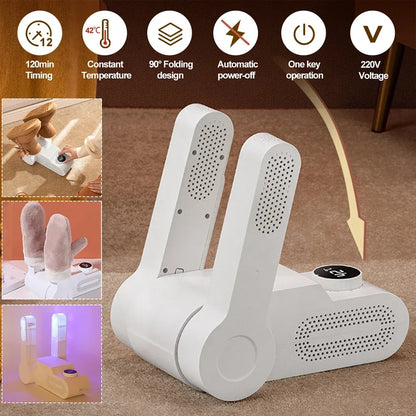 360° Smart Shoe Dryer, eliminates moisture, bacteria and odors in minutes.