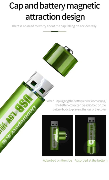 usb rechargeable battery set AA 1.5V 1400mwh constant voltage fast charging lithium battery