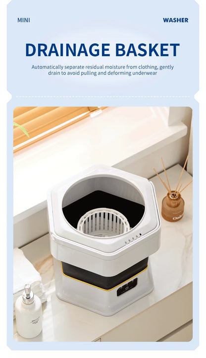 Compact, powerful, foldable, and ready-for-anything mini washing machine, 2-in-1 portable washing machine.