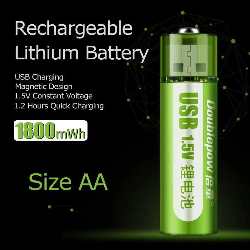 usb rechargeable battery set AA 1.5V 1400mwh constant voltage fast charging lithium battery