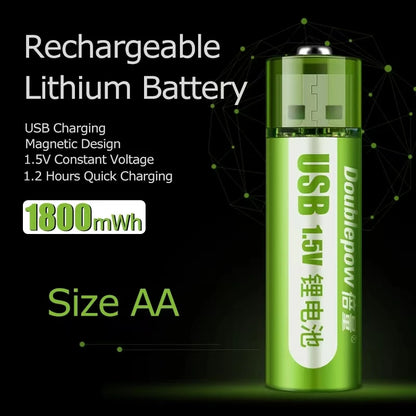 usb rechargeable battery set AA 1.5V 1400mwh constant voltage fast charging lithium battery