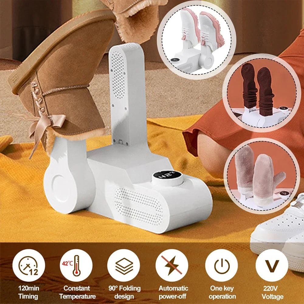 360° Smart Shoe Dryer, eliminates moisture, bacteria and odors in minutes.