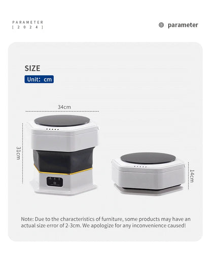 Compact, powerful, foldable, and ready-for-anything mini washing machine, 2-in-1 portable washing machine.