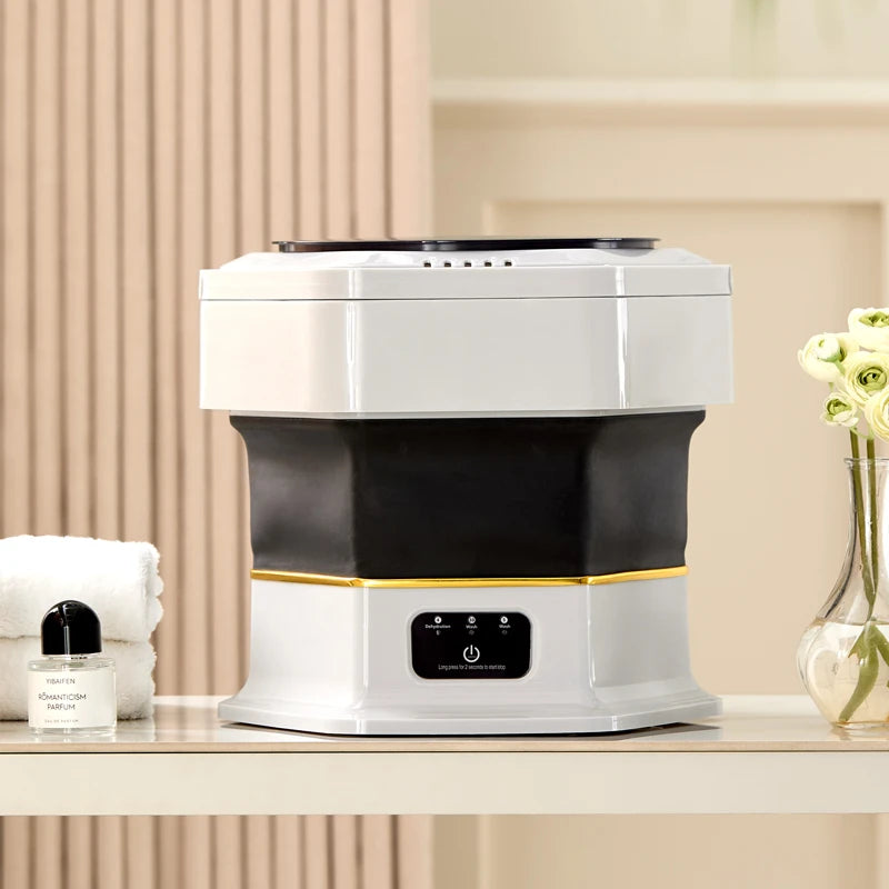 Compact, powerful, foldable, and ready-for-anything mini washing machine, 2-in-1 portable washing machine.