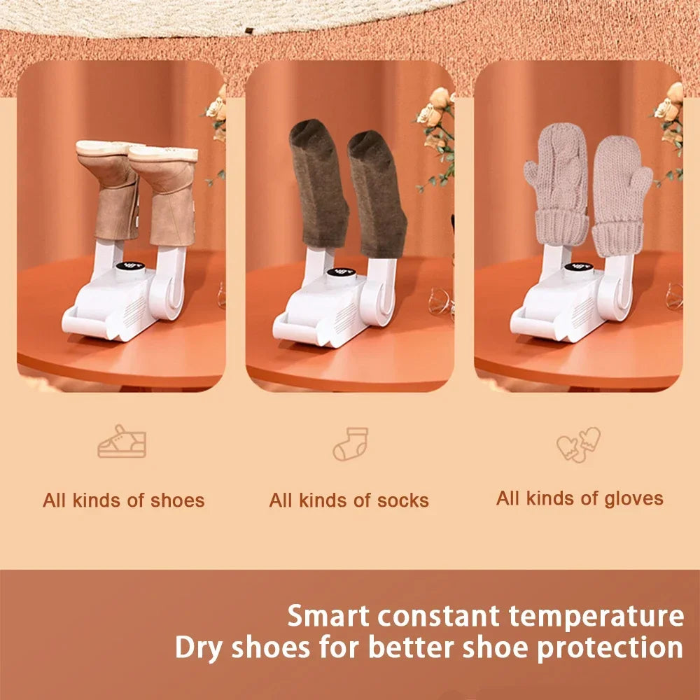 360° Smart Shoe Dryer, eliminates moisture, bacteria and odors in minutes.