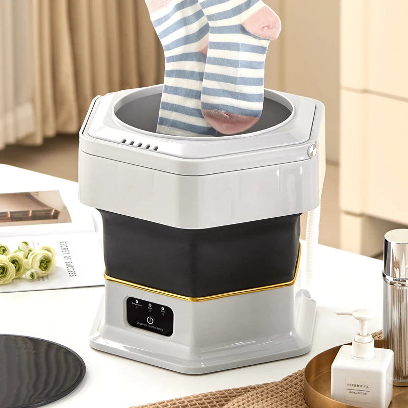 Compact, powerful, foldable, and ready-for-anything mini washing machine, 2-in-1 portable washing machine.