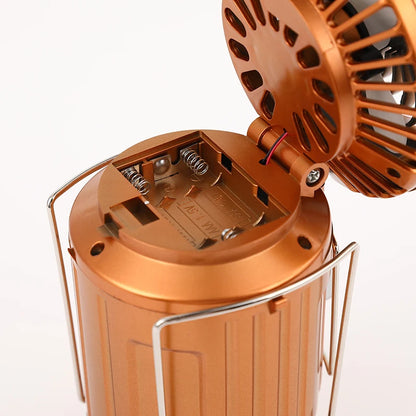 Solar fan lamp, portable, telescopic, with extendable switch and lithium battery and emergency light.